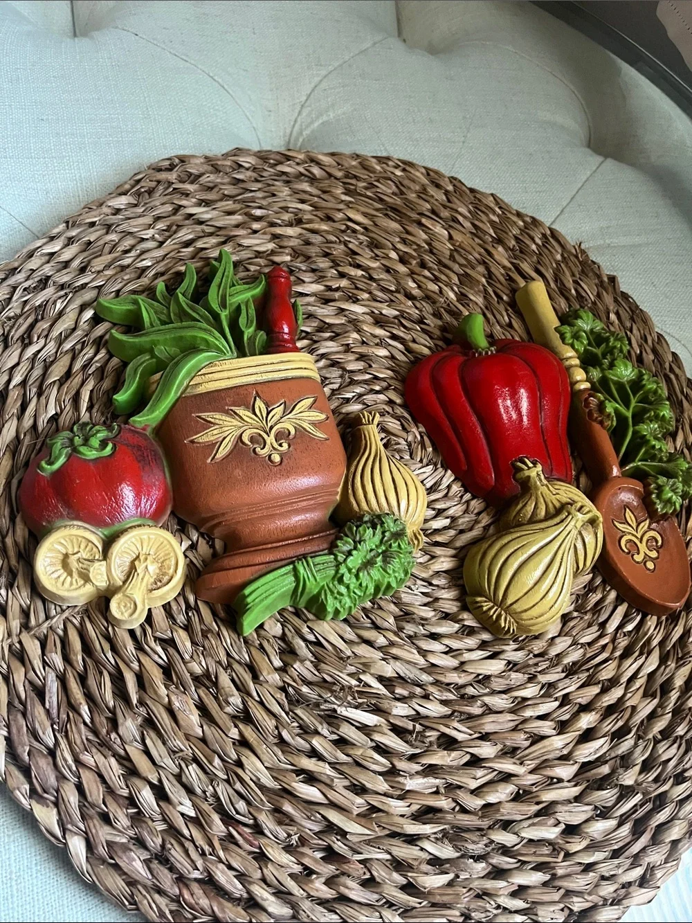Vintage Dart Industries “Spice Of Life” Vegetable Wall Plaques – Made in the USA